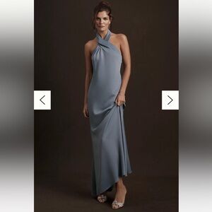 COPY - BHLDN Ruby Twist Halter Satin Gown: Dusty Blue, Size 0, NWT